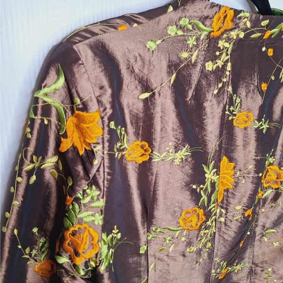 Anis. A Embroidered Cheongsam Jacket Floral Art To Wear Artsy Iridescent M Silk - Picture 11 of 11